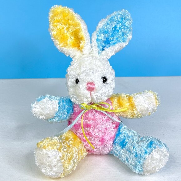 Rare Vintage Dan Dee Colorful Bunny Rabbit 6" Plush Stuffed Animal Toy‎ - Picture 1 of 5